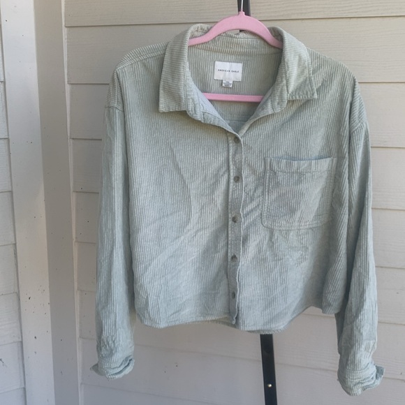 American eagle ribbed corduroy cotton long sleeve button down top large - Picture 6 of 6